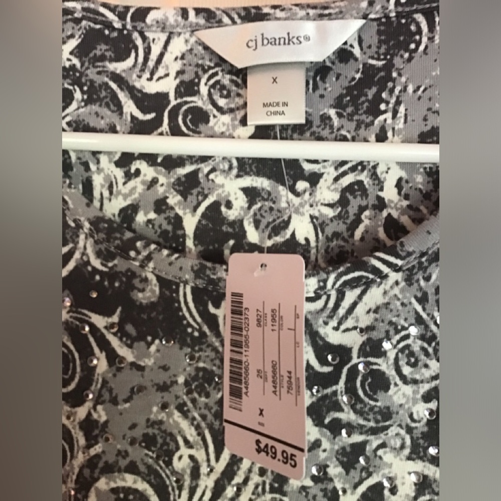 NWT Christopher & Banks Elegant Black and White Swirl Blouse